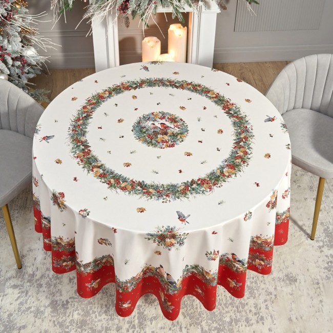 Скатерть круглая "морозко.снегири" 220см ,красный, 100% хлопок, твил, с пропиткой Lefard (850-745-24) Скатерть круглая "морозко.снегири" 220см ,красный, 100% хлопок, твил, с пропиткой Lefard (850-745-24)
