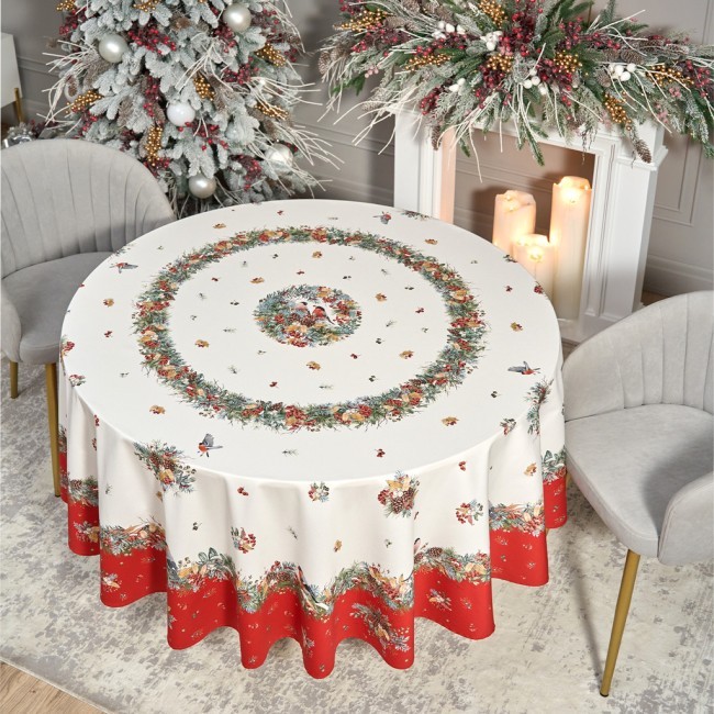 Скатерть круглая "морозко.снегири" 220см ,красный, 100% хлопок, твил, с пропиткой Lefard (850-745-24) Скатерть круглая "морозко.снегири" 220см ,красный, 100% хлопок, твил, с пропиткой Lefard (850-745-24)