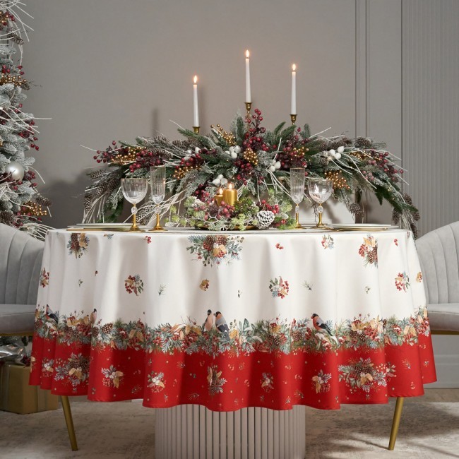 Скатерть круглая "морозко.снегири" 220см ,красный, 100% хлопок, твил, с пропиткой Lefard (850-745-24) Скатерть круглая "морозко.снегири" 220см ,красный, 100% хлопок, твил, с пропиткой Lefard (850-745-24)