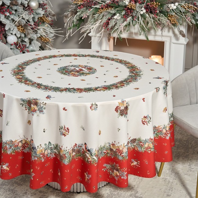 Скатерть круглая "морозко.снегири" 220см ,красный, 100% хлопок, твил, с пропиткой Lefard (850-745-24) Скатерть круглая "морозко.снегири" 220см ,красный, 100% хлопок, твил, с пропиткой Lefard (850-745-24)