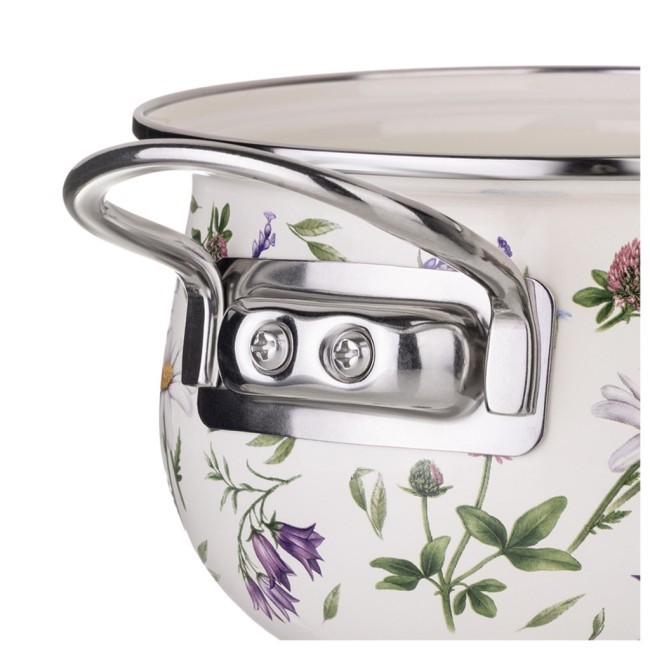 Кастрюля agness эмалированная со стеклянной крышкой серия "flower story", 1,5 л диа. 16см Agness (943-095)