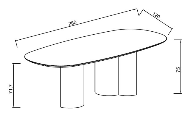 Стол обеденный, мрамор Picasso 280*120*77см (TT-00013065)