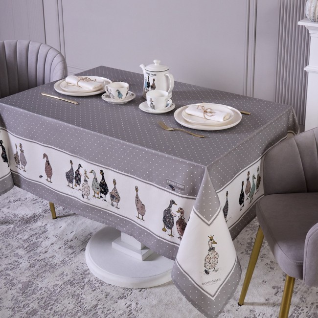 Скатерть "family farm" 140х180см ,100% хлопок , серый , твил, пропитка Lefard (850-750-2) Скатерть "family farm" 140х180см ,100% хлопок , серый , твил, пропитка Lefard (850-750-2)