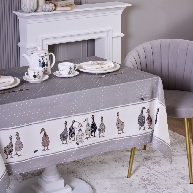 Скатерть "family farm" 140х180см ,100% хлопок , серый , твил, пропитка Lefard (850-750-2) Скатерть "family farm" 140х180см ,100% хлопок , серый , твил, пропитка Lefard (850-750-2)