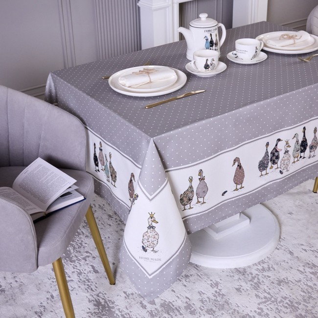 Скатерть "family farm" 140х180см ,100% хлопок , серый , твил, пропитка Lefard (850-750-2) Скатерть "family farm" 140х180см ,100% хлопок , серый , твил, пропитка Lefard (850-750-2)