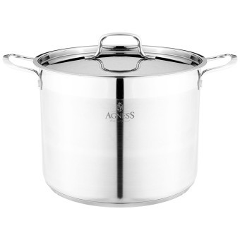 Кастрюля agness 28x24 14 л высококачественная нерж сталь 18/10 индукционное дно Agness (916-461)