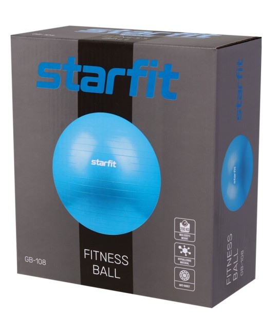 Фитбол STARFIT GB-108 антивзрыв, 1200 гр, темно-синий, 75 см (1676047)