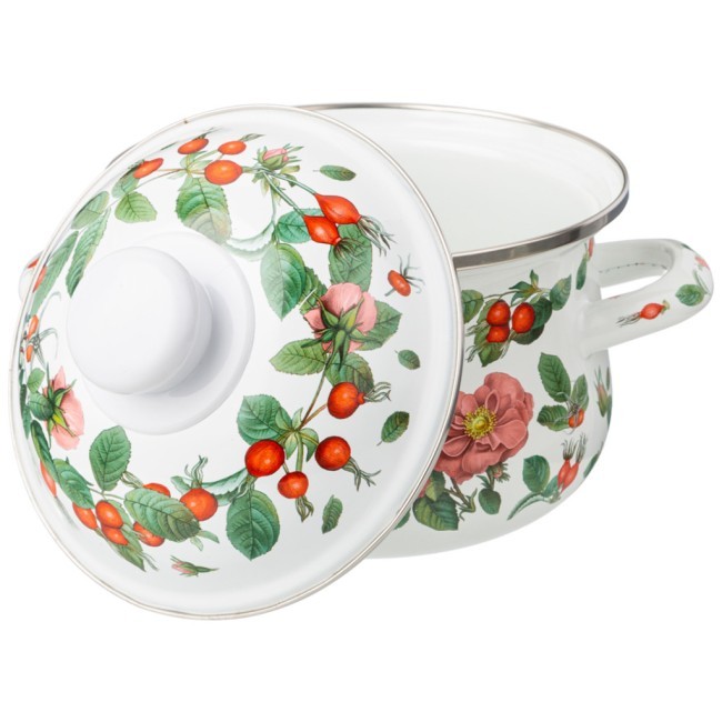 Кастрюля agness эмалированная с эмал.крышкой серия "шиповник", 1.5 л, 16*10 см Agness (934-570)