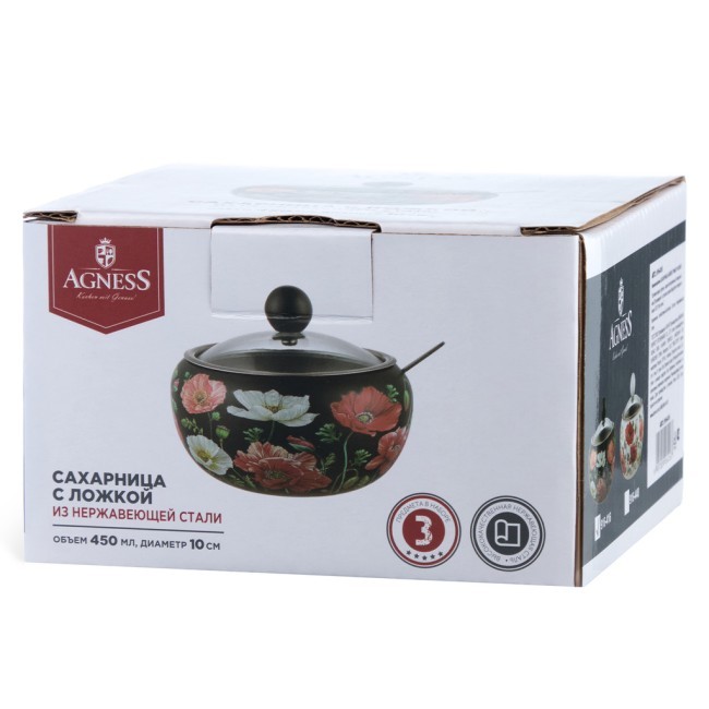 Сахарница agness "маки" 450 мл Agness (916-416) Сахарница agness "маки" 450 мл Agness (916-416)
