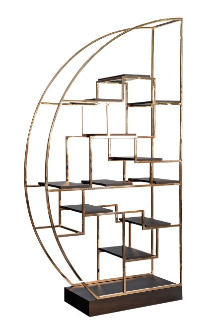 Стеллаж-полусфера роз.золото/темн.шпон 120*45*230см (TT-00003839)