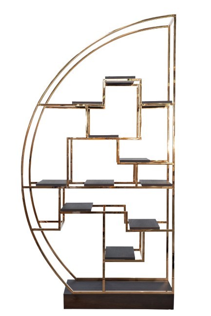 Стеллаж-полусфера роз.золото/темн.шпон 120*45*230см (TT-00003839)