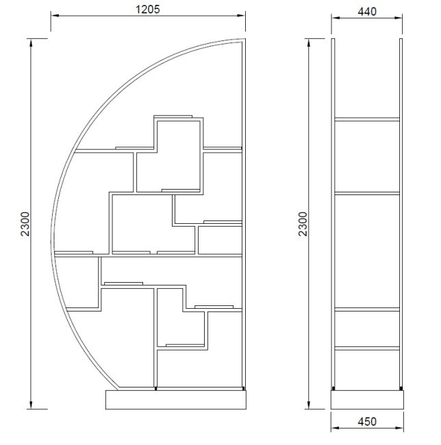 Стеллаж-полусфера роз.золото/темн.шпон 120*45*230см (TT-00003839)