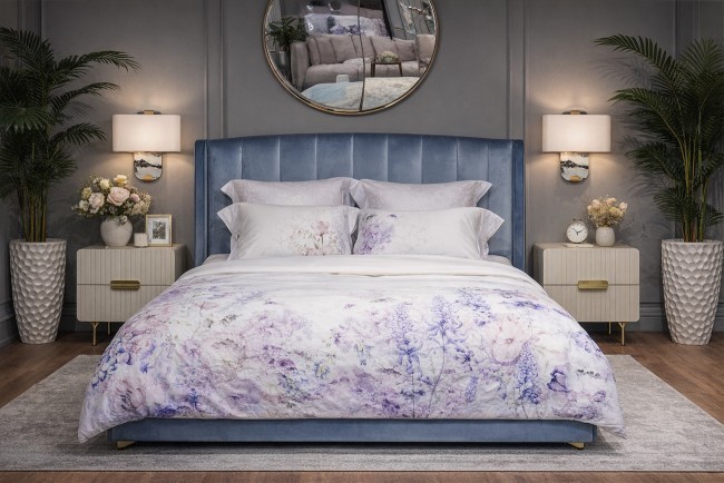 Кровать Odry c подъем.мех.вельвет синий Velv SIN 186*220*120 (TT-00016639)