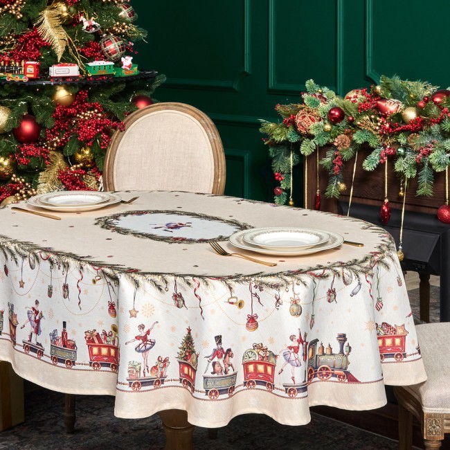 Скатерть 140х180cm cm овальная, "щелкунчик" цвет: бежевый, tm lefard, полиэстер 100% Lefard (986-002-27) Скатерть 140х180cm cm овальная, "щелкунчик" цвет: бежевый, tm lefard, полиэстер 100% Lefard (986-002-27)