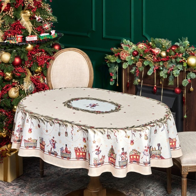 Скатерть 140х180cm cm овальная, "щелкунчик" цвет: бежевый, tm lefard, полиэстер 100% Lefard (986-002-27) Скатерть 140х180cm cm овальная, "щелкунчик" цвет: бежевый, tm lefard, полиэстер 100% Lefard (986-002-27)