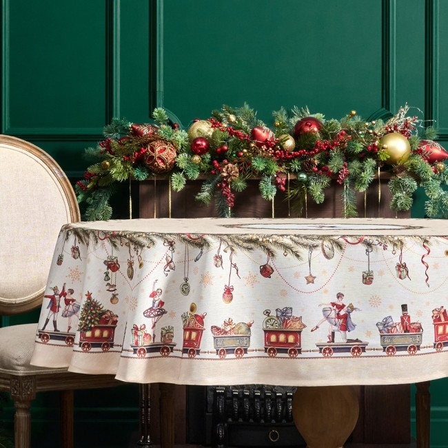 Скатерть 140х180cm cm овальная, "щелкунчик" цвет: бежевый, tm lefard, полиэстер 100% Lefard (986-002-27) Скатерть 140х180cm cm овальная, "щелкунчик" цвет: бежевый, tm lefard, полиэстер 100% Lefard (986-002-27)