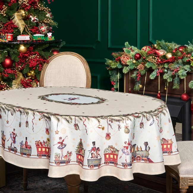 Скатерть 140х180cm cm овальная, "щелкунчик" цвет: бежевый, tm lefard, полиэстер 100% Lefard (986-002-27) Скатерть 140х180cm cm овальная, "щелкунчик" цвет: бежевый, tm lefard, полиэстер 100% Lefard (986-002-27)