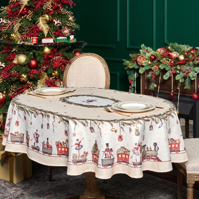 Скатерть 140х180cm cm овальная, "щелкунчик" цвет: бежевый, tm lefard, полиэстер 100% Lefard (986-002-27) Скатерть 140х180cm cm овальная, "щелкунчик" цвет: бежевый, tm lefard, полиэстер 100% Lefard (986-002-27)