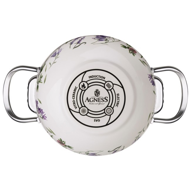 Кастрюля agness эмалированная со стеклянной крышкой серия "flower story", 3,8 л диа. 22см Agness (943-098) Кастрюля agness эмалированная со стеклянной крышкой серия "flower story", 3,8 л диа. 22см Agness (943-098)