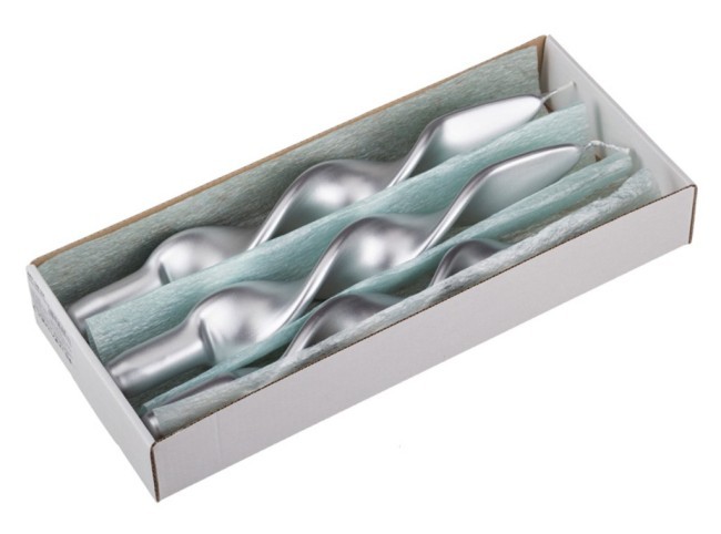 Набор свечей из 3 шт. серебряный металлик н=27 см. Adpal (348-305) Набор свечей из 3 шт. серебряный металлик н=27 см. Adpal (348-305)