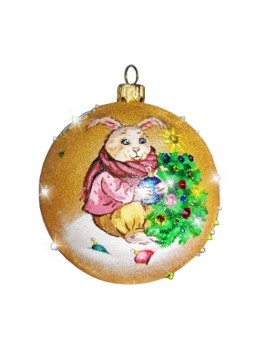 Картина Шар символ года Кролик с елкой с кристаллами Swarovski (2613)