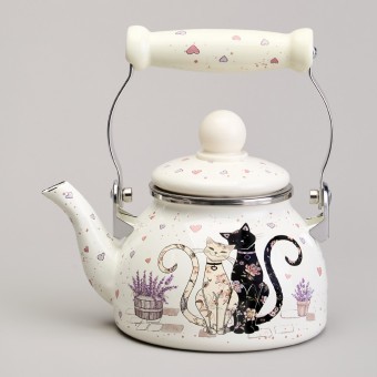 Чайник agness эмалированный со съемным фильтром из нжс серия "lavender cats", 0,85 л Agness (943-070)