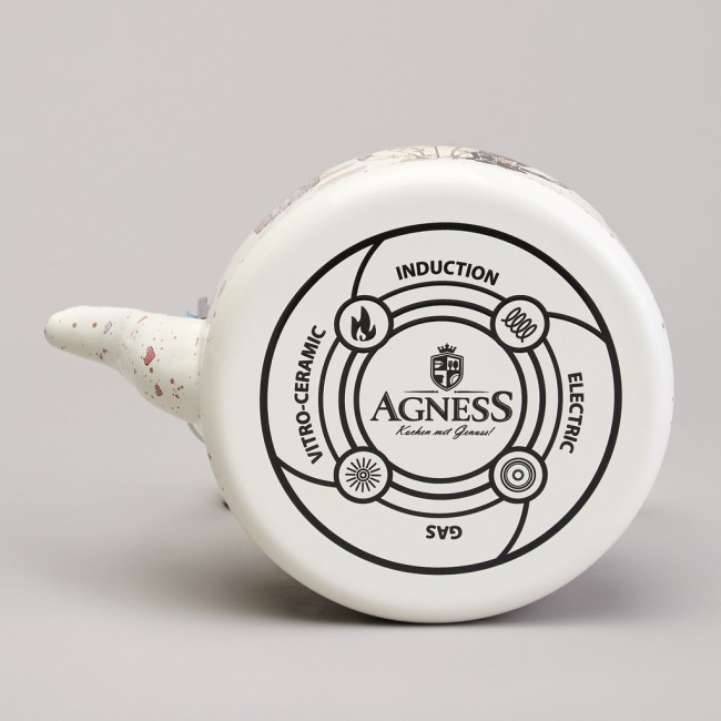 Чайник agness эмалированный со съемным фильтром из нжс серия "lavender cats", 0,85 л Agness (943-070)