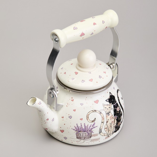 Чайник agness эмалированный со съемным фильтром из нжс серия "lavender cats", 0,85 л Agness (943-070)
