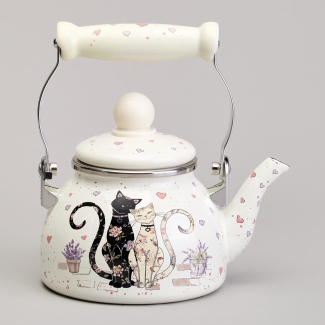 Чайник agness эмалированный со съемным фильтром из нжс серия "lavender cats", 0,85 л Agness (943-070)
