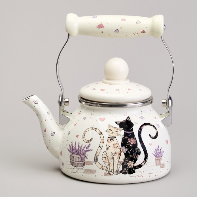 Чайник agness эмалированный со съемным фильтром из нжс серия "lavender cats", 0,85 л Agness (943-070)