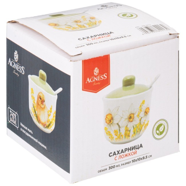 Сахарница с ложкой agness "sunday" 10*9,5 см 300 мл Agness (358-2213)