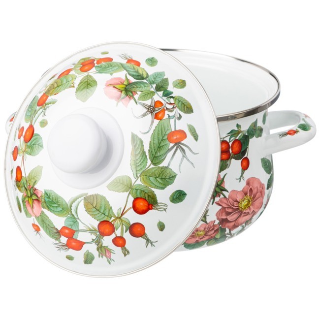 Кастрюля agness эмалированная с эмал.крышкой серия "шиповник", 2.0 л, 18*11 см Agness (934-571)