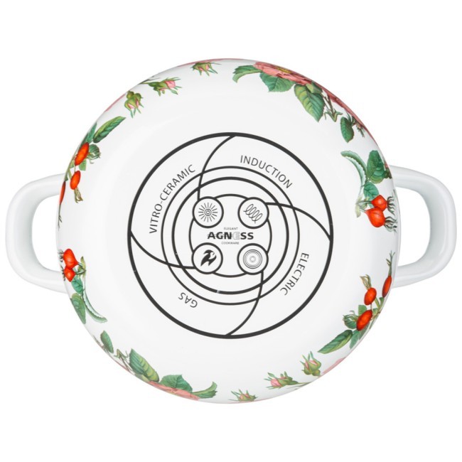 Кастрюля agness эмалированная с эмал.крышкой серия "шиповник", 2.0 л, 18*11 см Agness (934-571)