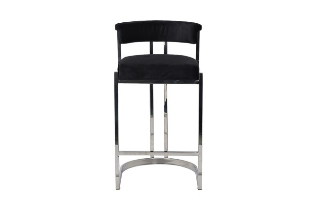 Стул барный, велюр черный/хром  49*55*85см (TT-00002865)