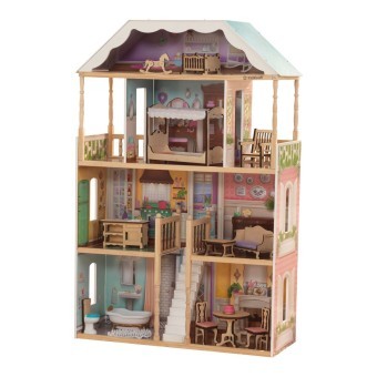 Деревянный кукольный домик "Шарллота", с мебелью 14 предметов в наборе, для кукол 30 см (65956_KE)