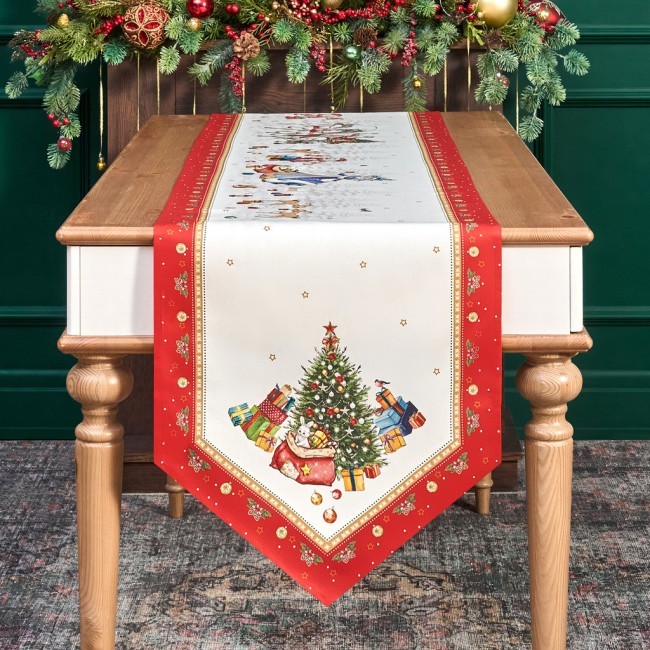 Дорожка "с новым годом "45х300см ,красный, 100% хлопок,твил пропитка Lefard (850-763-32) Дорожка "с новым годом "45х300см ,красный, 100% хлопок,твил пропитка Lefard (850-763-32)