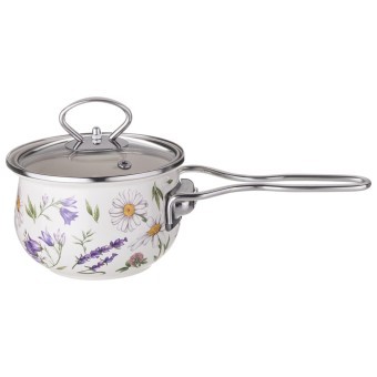 Ковш эмалированный серия "flower story" 0,9л, диа 14 см Agness (943-099)