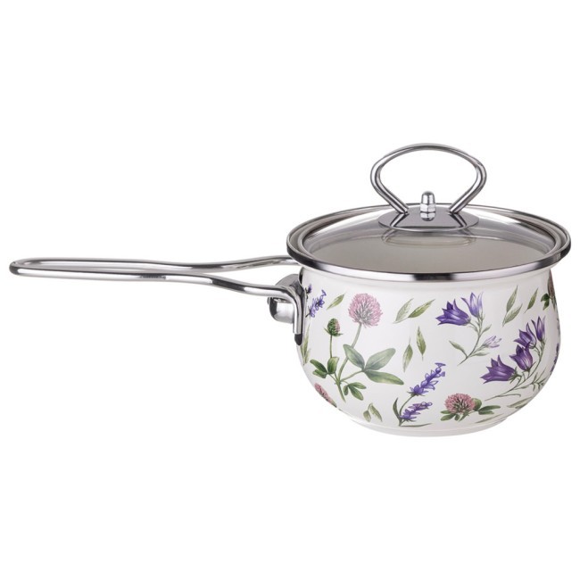 Ковш эмалированный серия "flower story" 0,9л, диа 14 см Agness (943-099)