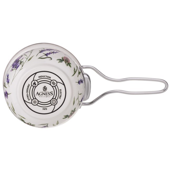 Ковш эмалированный серия "flower story" 0,9л, диа 14 см Agness (943-099)