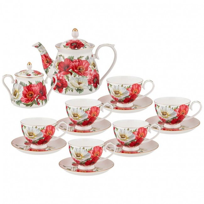 Чайный сервиз lefard  "маки" на 6 пер. 14 пр. 1000/420/250 мл Lefard (104-874)