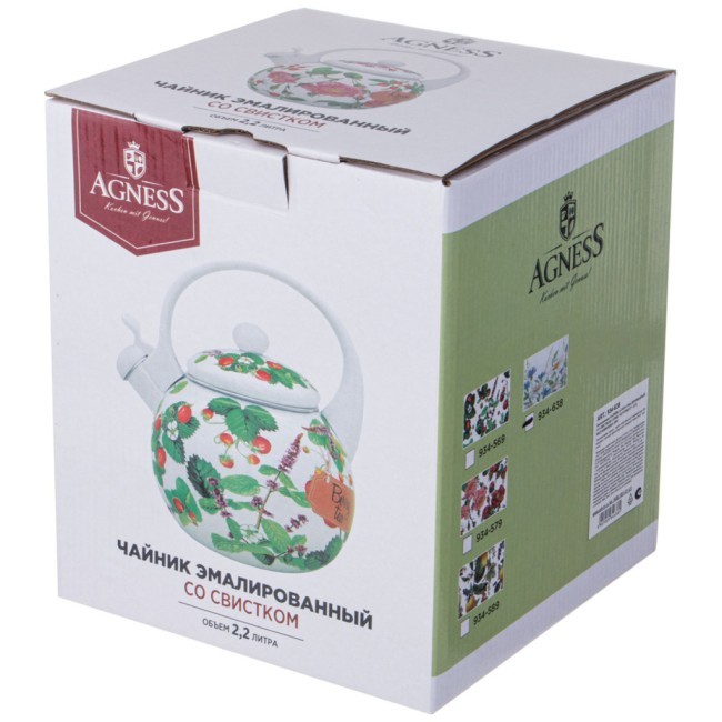Чайник agness эмалированный со свистком серия "sentiment", 2,2л, индукционное дно Agness (934-638) Чайник agness эмалированный со свистком серия "sentiment", 2,2л, индукционное дно Agness (934-638)