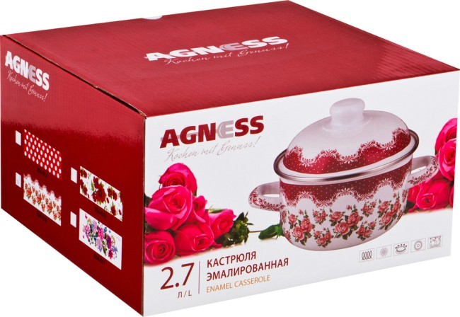 Кастрюля agness эмалированная 2,7л, 20х11 см Agness (934-514)