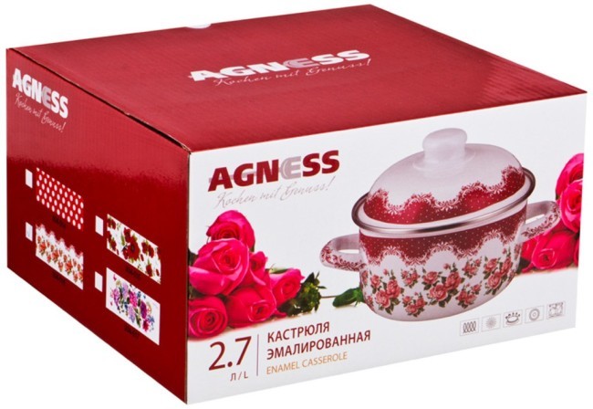 Кастрюля agness эмалированная 2,7л, 20х11 см Agness (934-514)