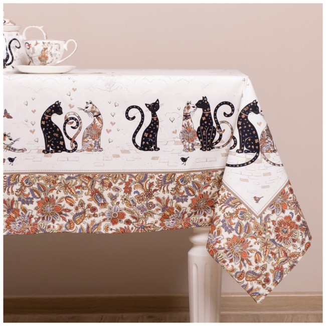 Скатерть " парижские коты" 140х180см ,белый ,100% хлопок ,твил с пропиткой Lefard (850-746-2) Скатерть " парижские коты" 140х180см ,белый ,100% хлопок ,твил с пропиткой Lefard (850-746-2)