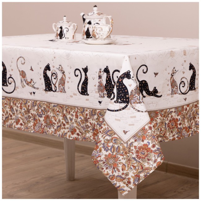 Скатерть " парижские коты" 140х180см ,белый ,100% хлопок ,твил с пропиткой Lefard (850-746-2) Скатерть " парижские коты" 140х180см ,белый ,100% хлопок ,твил с пропиткой Lefard (850-746-2)