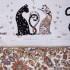 Скатерть " парижские коты" 140х180см ,белый ,100% хлопок ,твил с пропиткой SANTALINO (850-746-2)