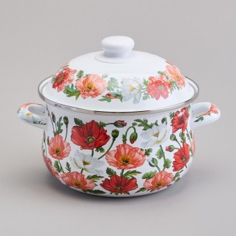 Кастрюля agness эмалированная с эмал.крышкой серия "маки", 2.8 л, 20*12 см Agness (934-742)