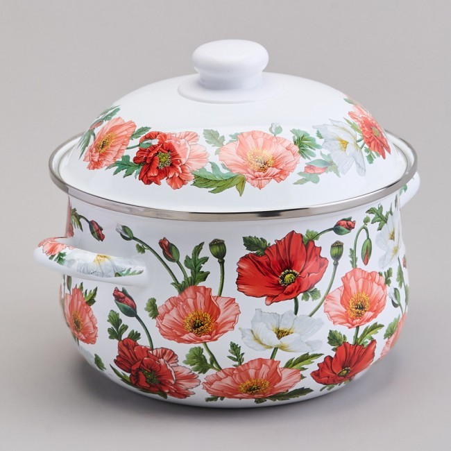 Кастрюля agness эмалированная с эмал.крышкой серия "маки", 2.8 л, 20*12 см Agness (934-742)