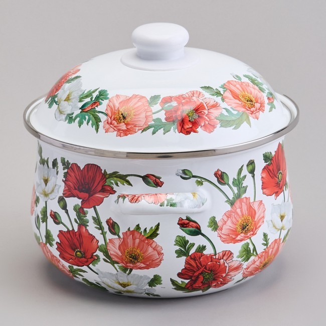 Кастрюля agness эмалированная с эмал.крышкой серия "маки", 2.8 л, 20*12 см Agness (934-742)