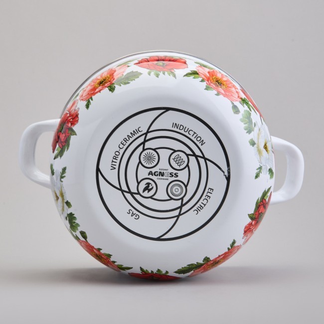 Кастрюля agness эмалированная с эмал.крышкой серия "маки", 2.8 л, 20*12 см Agness (934-742)